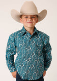 Roper Boys Long Sleeve Button Upstream Paisley Western Shirt