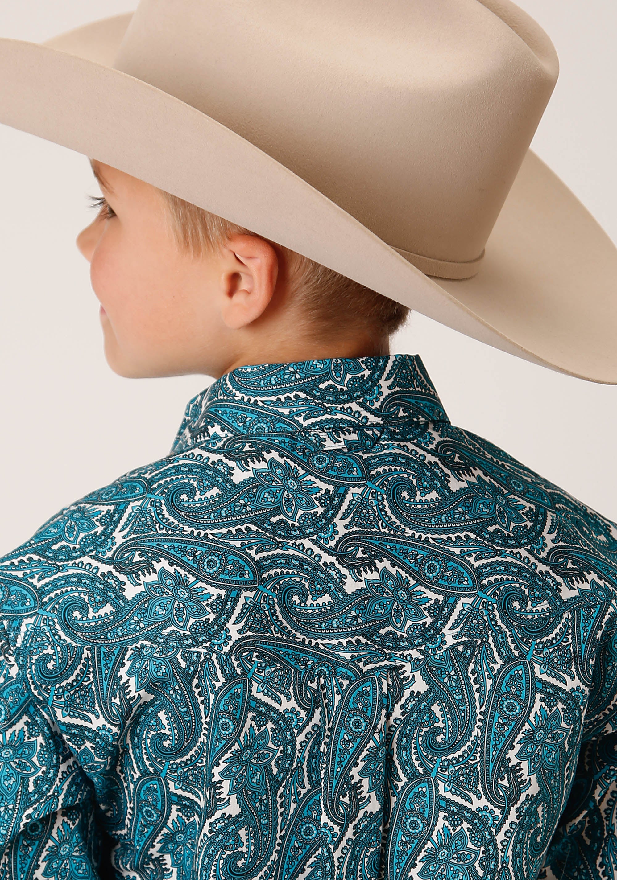 Roper Boys Long Sleeve Button Upstream Paisley Western Shirt - Flyclothing LLC