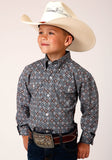 Roper Boys Long Sleeve Button Silver Foulard Western Shirt