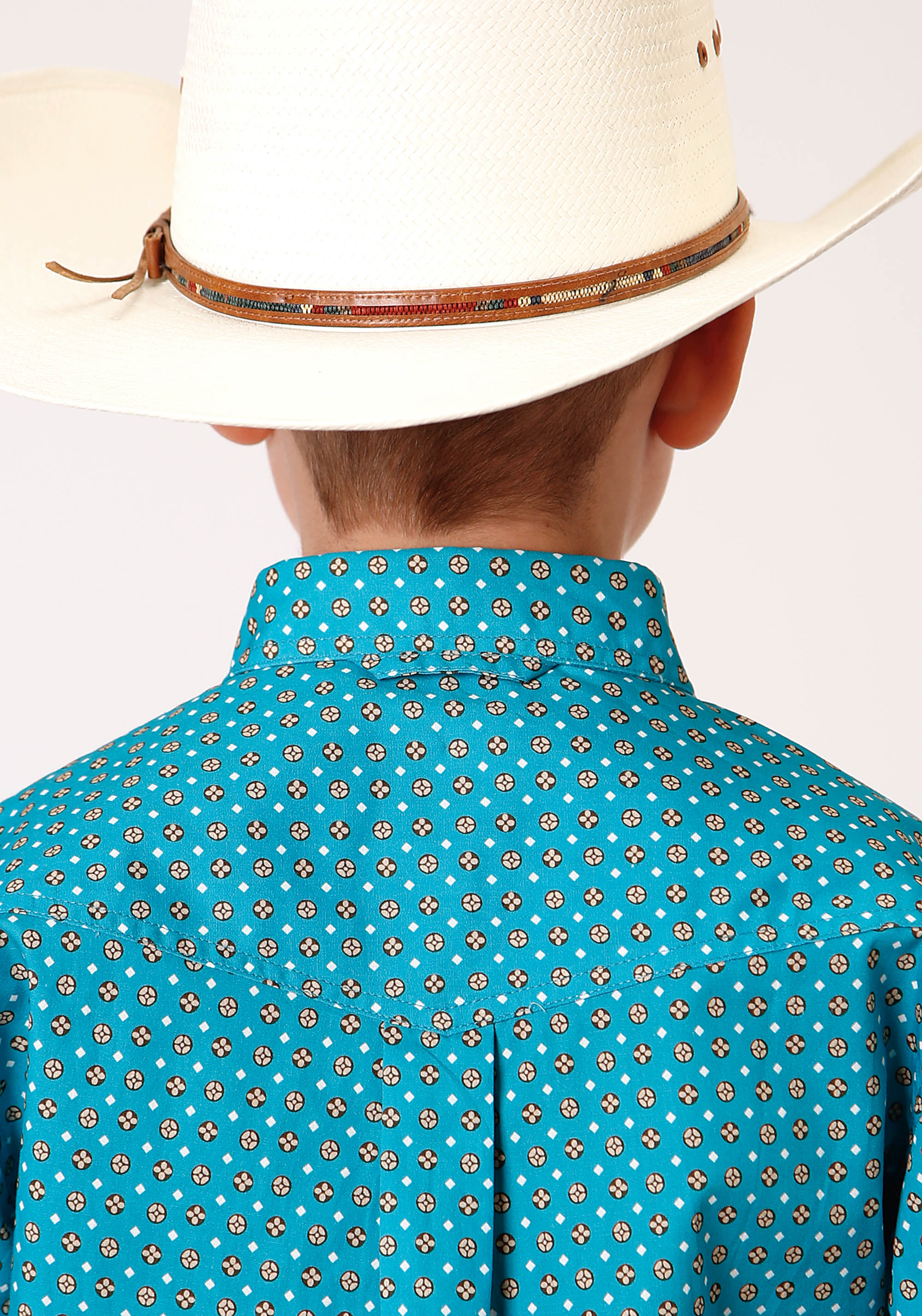 Roper Boys Long Sleeve Button Turquoise Foulard Western Shirt - Flyclothing LLC