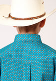 Roper Boys Long Sleeve Button Turquoise Foulard Western Shirt - Flyclothing LLC