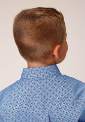 Roper Boys Long Sleeve Button Thistle Foulard Western Shirt