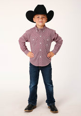 Roper Boys Long Sleeve Button Red Diamond Foulard Western Shirt - Flyclothing LLC