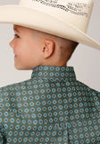 Roper Boys Long Sleeve Button Olive Foulard Western Shirt - Flyclothing LLC