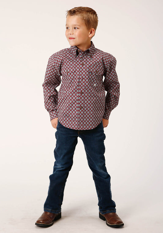 Roper Boys Long Sleeve Button Classic Foulard Western Shirt - Flyclothing LLC