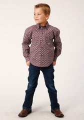 Roper Boys Long Sleeve Button Classic Foulard Western Shirt - Flyclothing LLC