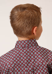 Roper Boys Long Sleeve Button Classic Foulard Western Shirt - Flyclothing LLC