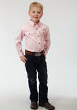 Roper Boys Pink Solid Long Sleeve Western Button Snap Shirt - Flyclothing LLC