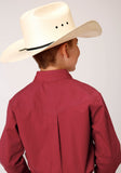 Roper Boys Long Sleeve Button Stretch Poplin Red Western Shirt - Flyclothing LLC