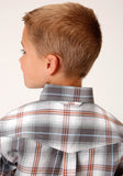 Roper Boys Long Sleeve Button Smokey Plaid Western Shirt - Flyclothing LLC