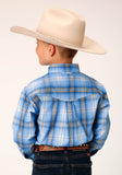 Roper Boys Long Sleeve Button Cornflower Plaid Western Shirt - Flyclothing LLC