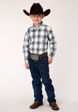 Roper Boys Long Sleeve Button Olive Stretch Plaid Western Shirt - Flyclothing LLC