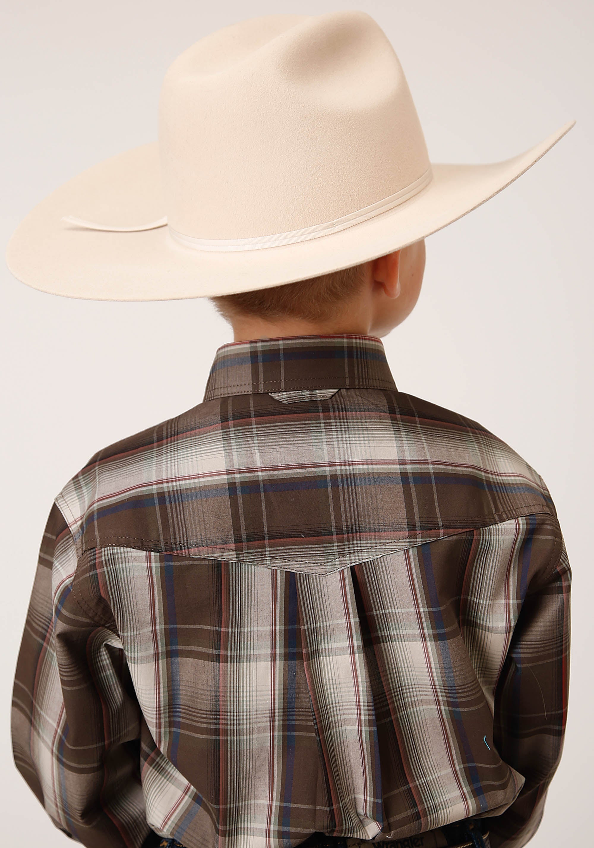 Roper Boys Long Sleeve Button Pinewood Plaid Western Shirt - Flyclothing LLC