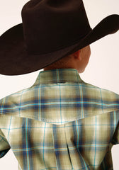 Roper Boys Long Sleeve Button Sand Dune Plaid Western Shirt - Flyclothing LLC