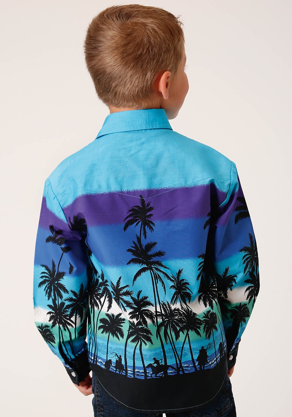 Roper Boys Long Sleeve Snap Beach Roundup Border Western Shirt - Flyclothing LLC