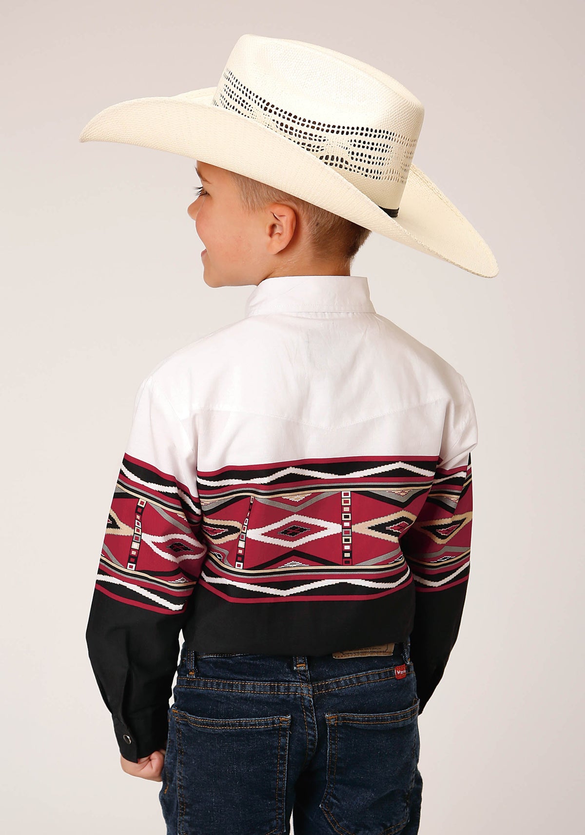 Roper Boys Long Sleeve Snap Tribal Border Western Shirt - Flyclothing LLC