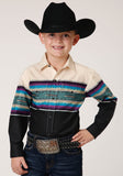 Roper Boys Long Sleeve Snap Greenline Serape Border Western Shirt