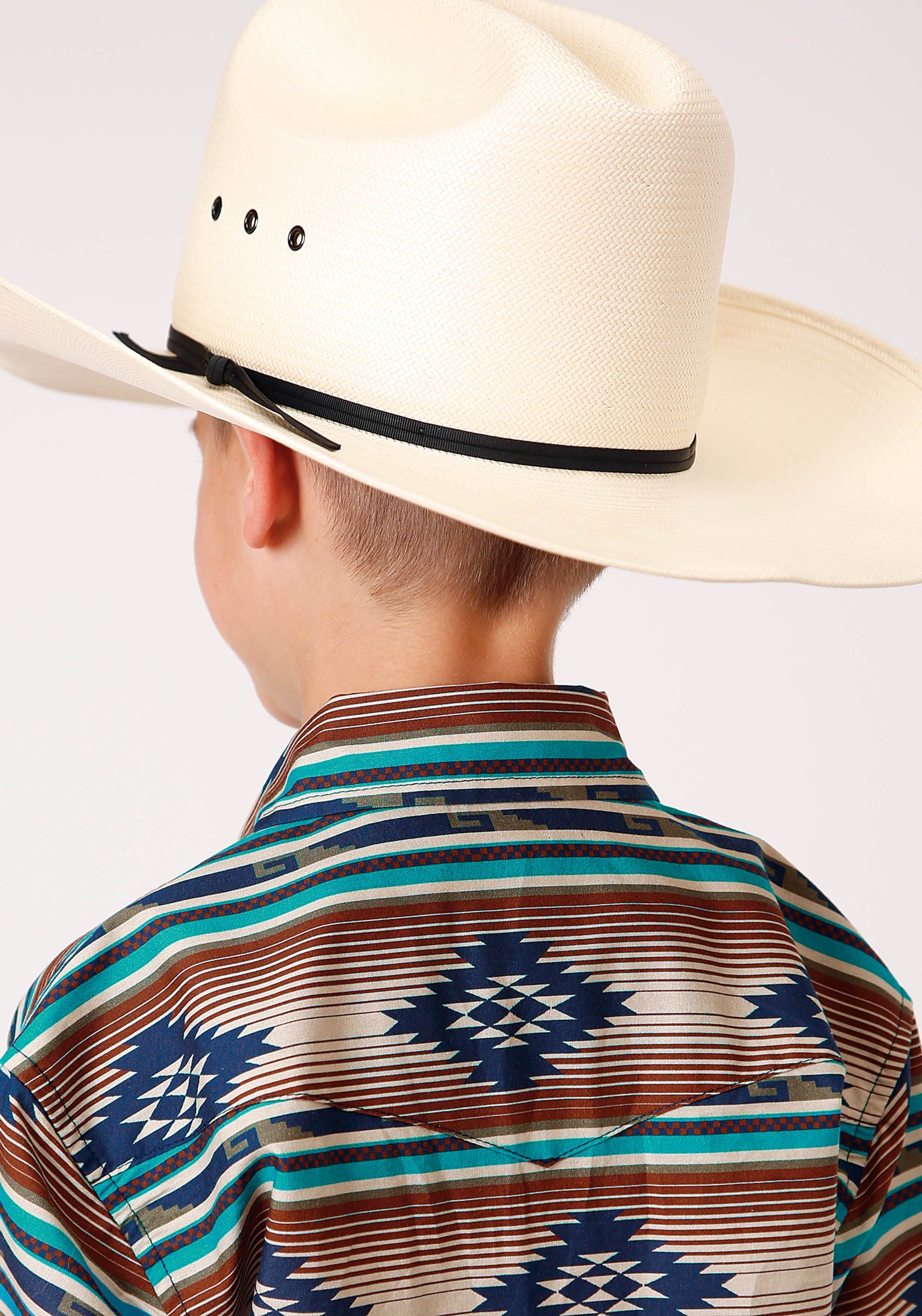 Roper Boys Long Sleeve Snap Horizontal Aztec Ombre Western Shirt - Flyclothing LLC