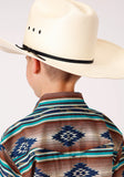 Roper Boys Long Sleeve Snap Horizontal Aztec Ombre Western Shirt - Flyclothing LLC