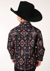 Roper Boys Long Sleeve Snap Blanket Stripe Western Shirt - Flyclothing LLC