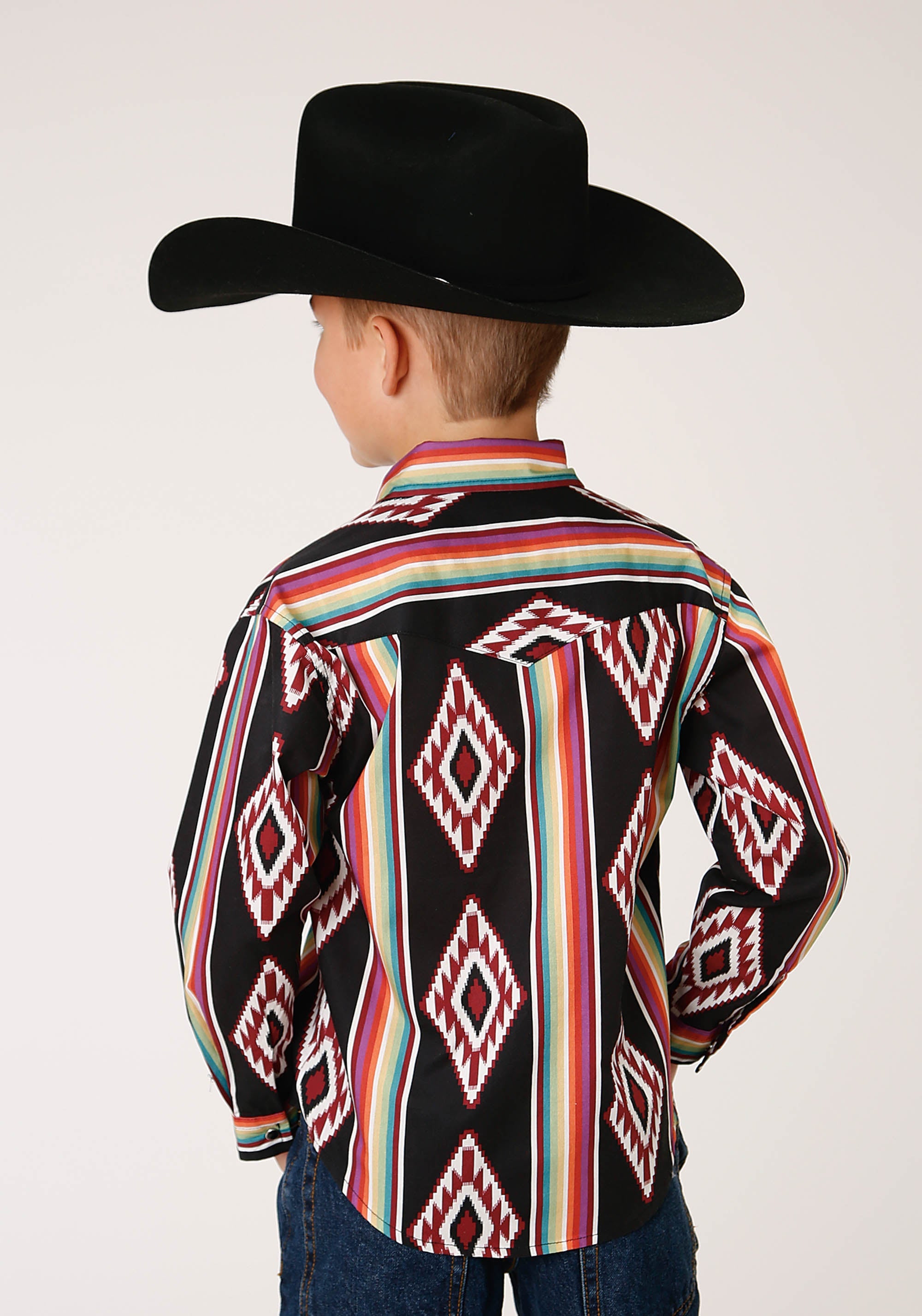 Roper Boys Long Sleeve Snap Serape Stripe Western Shirt - Flyclothing LLC