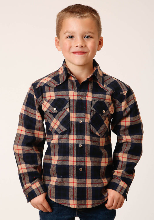 Roper Boys Long Sleeve Snap Unlined Flannel Shirts Western Shirt