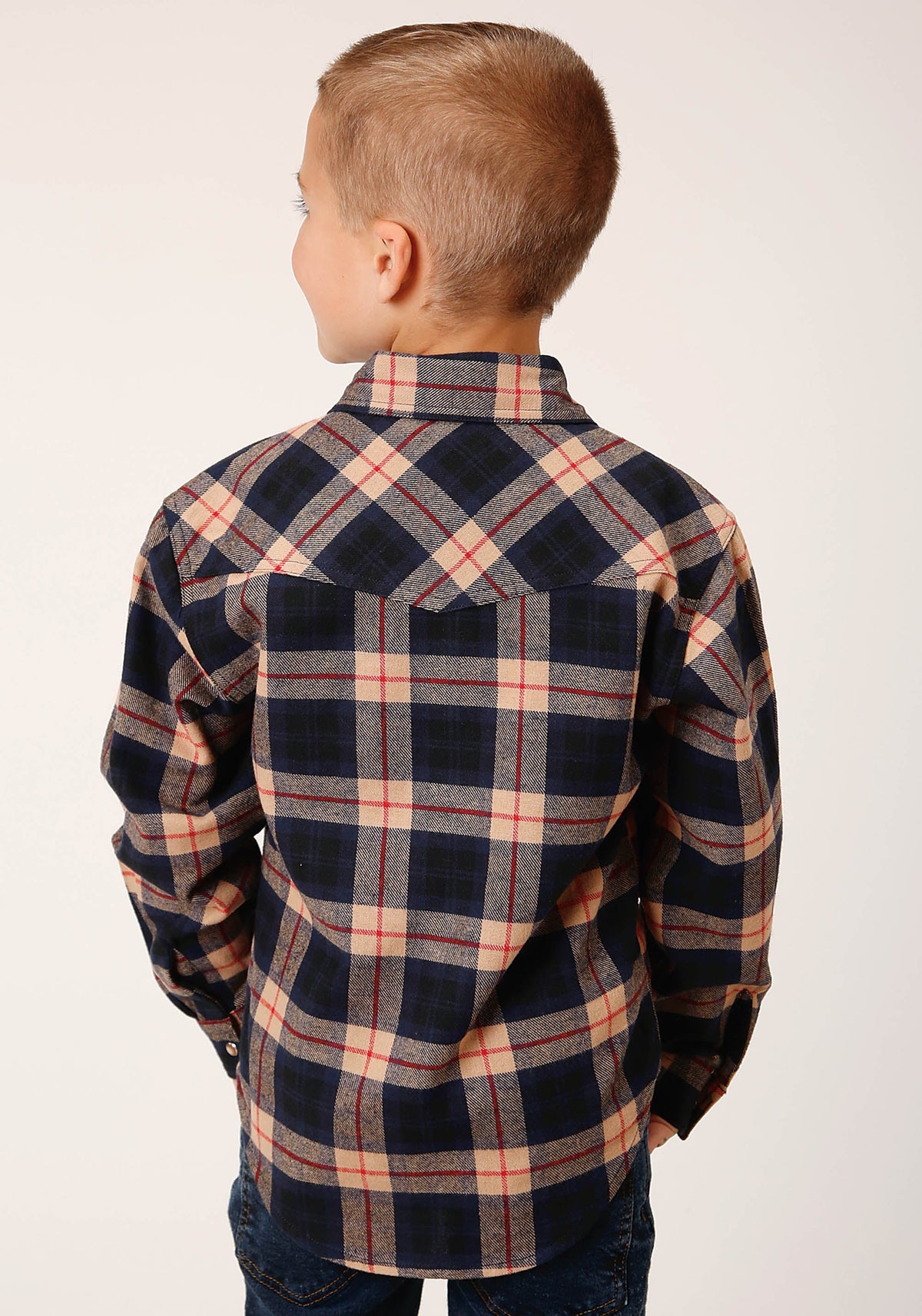 Roper Boys Long Sleeve Snap Unlined Flannel Shirts Western Shirt - Flyclothing LLC