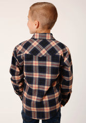 Roper Boys Long Sleeve Snap Unlined Flannel Shirts Western Shirt - Flyclothing LLC