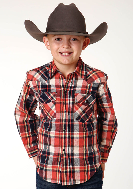 Roper Boys Long Sleeve Snap Unlined Flannel Shirt Western Shirt