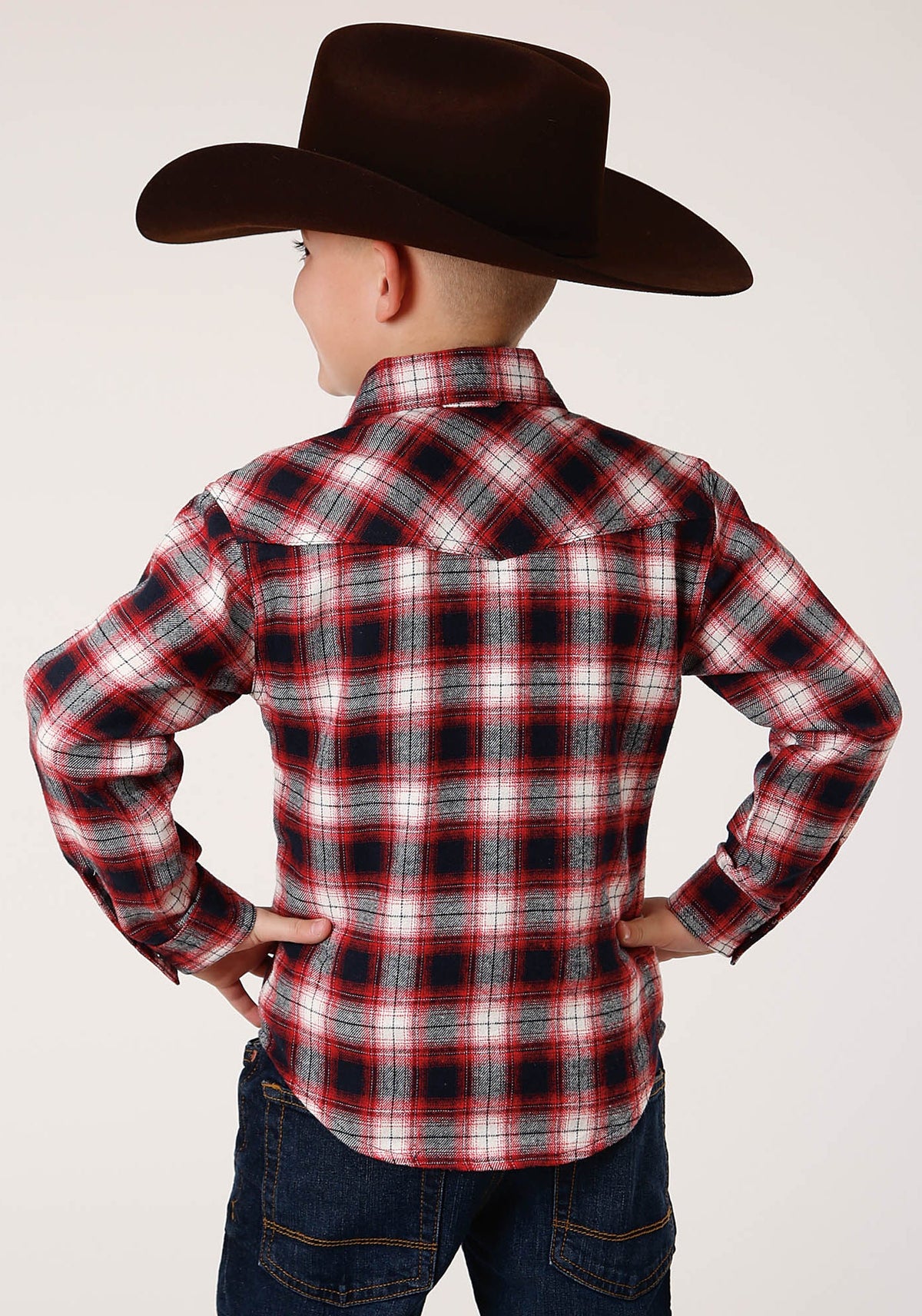 Roper Boys Long Sleeve Snap Unlined Flannel Shirt Western Shirt