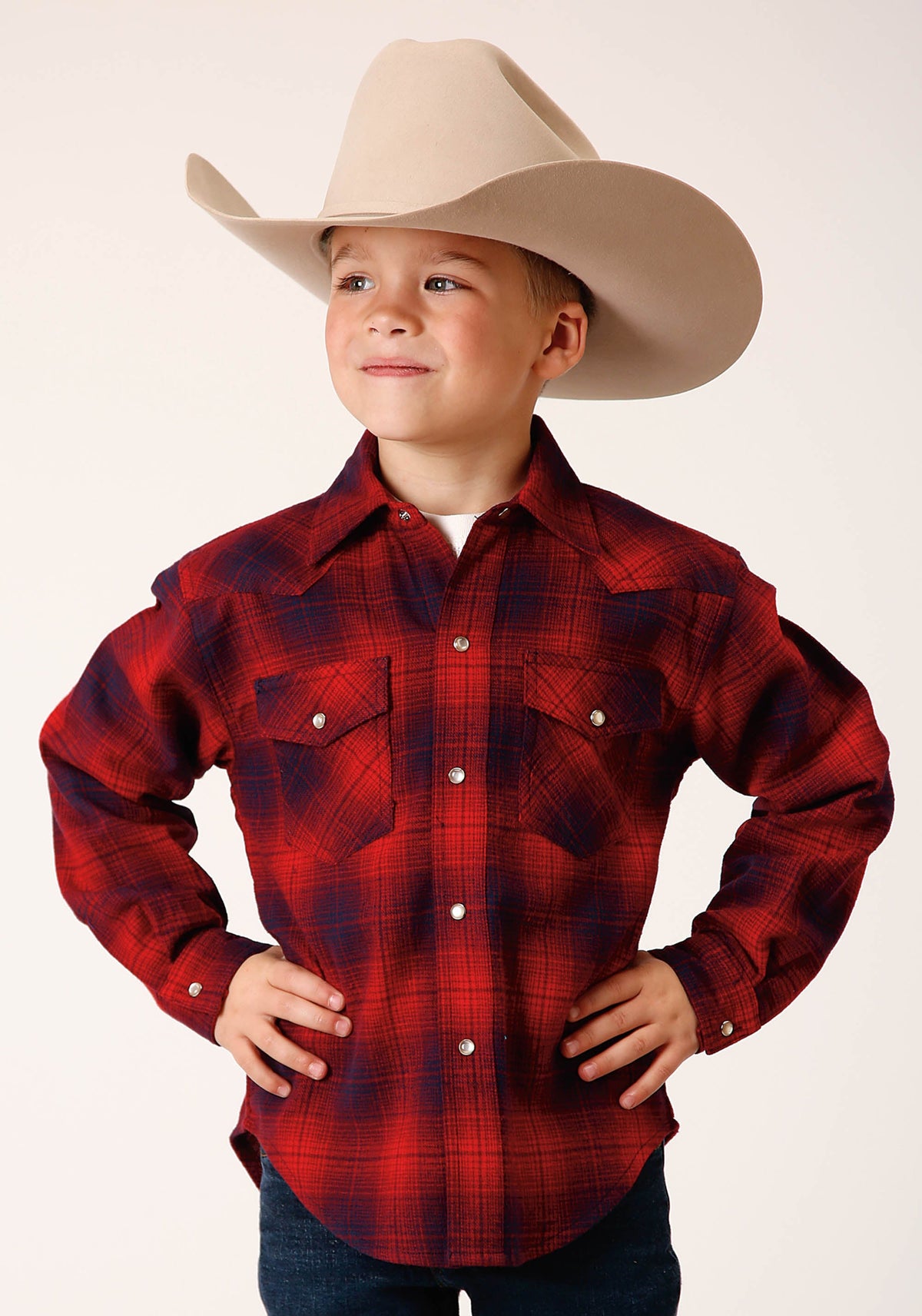 Roper Boys Long Sleeve Snap Unlined Flannel Shirts Western Shirt