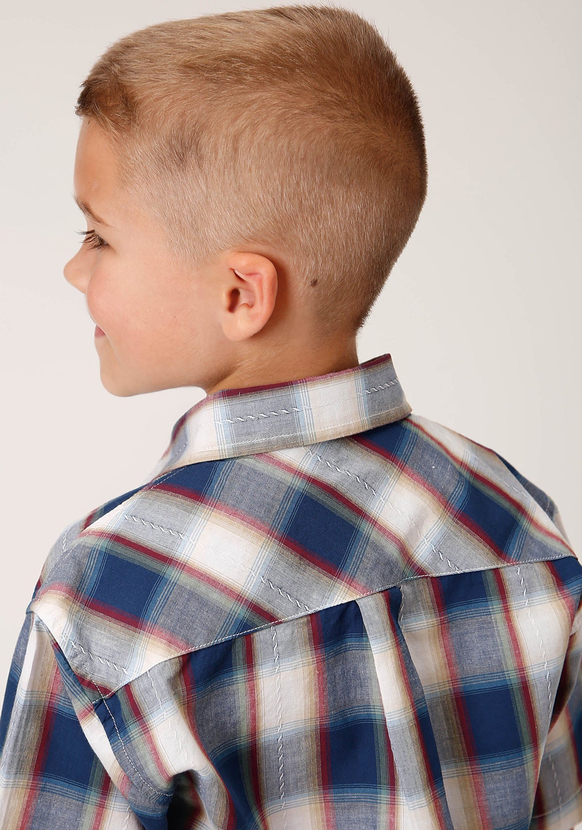 Roper Boys Short Sleeve Snap Indigo Dobby Western Shirt - Flyclothing LLC