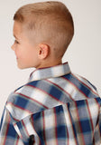 Roper Boys Short Sleeve Snap Indigo Dobby Western Shirt - Flyclothing LLC