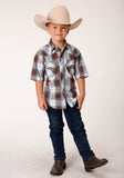 Roper Boys Short Sleeve Snap Dobby Check Western Shirt - Flyclothing LLC