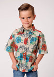 Roper Boys Short Sleeve Snap Trail Ride Tropical Western Shirt