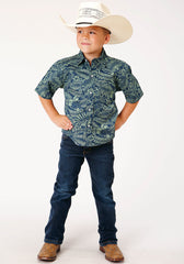 Roper Boys Short Sleeve Snap Lucky Tropical Print Western Shirt - Flyclothing LLC