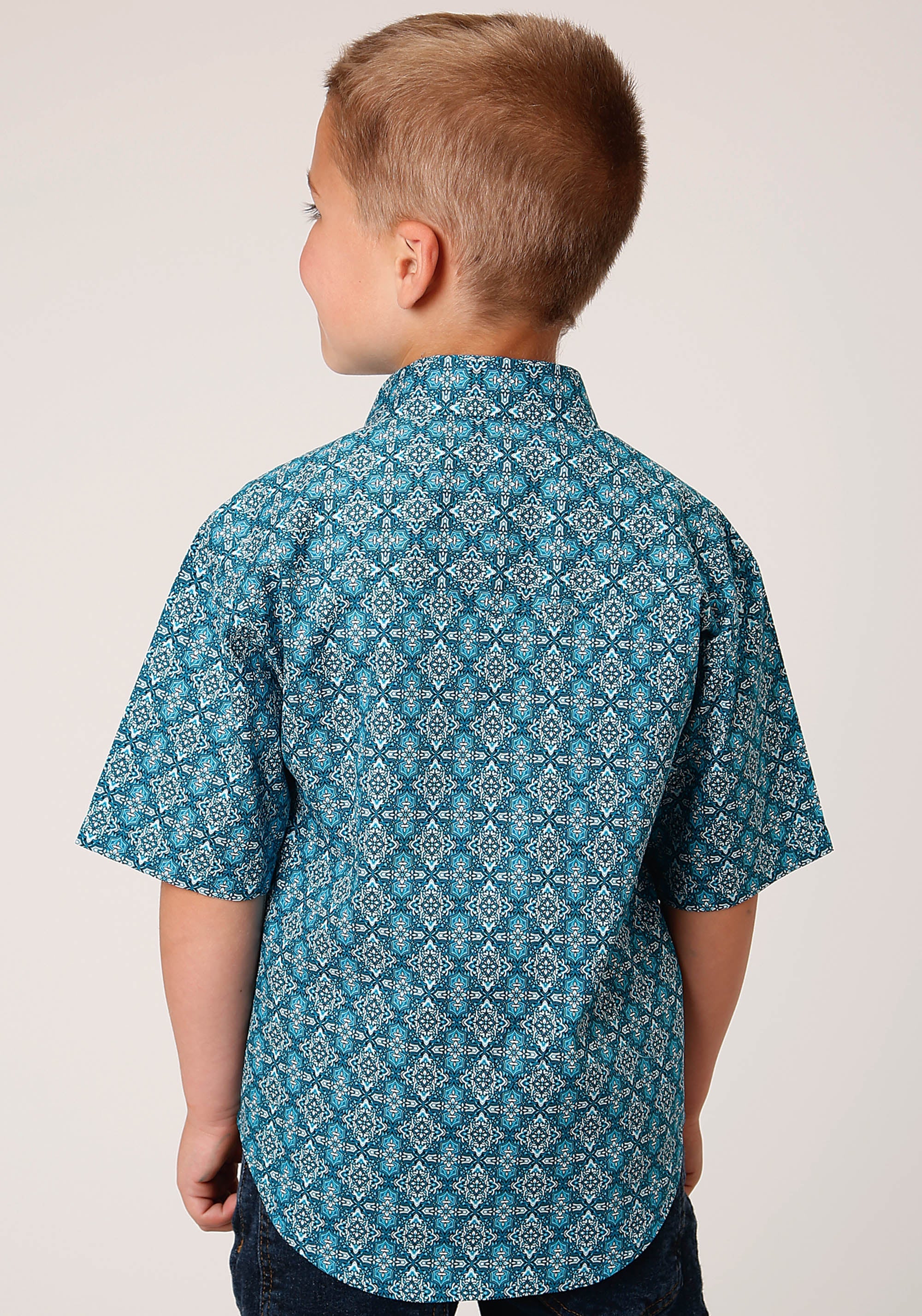 Roper Boys Short Sleeve Snap Victorian Foulard Western Shirt - Flyclothing LLC