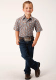 Roper Boys Short Sleeve Snap Copper Spring Paisley Western Shirt - Flyclothing LLC