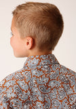 Roper Boys Short Sleeve Snap Copper Spring Paisley Western Shirt - Flyclothing LLC