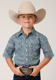 Roper Boys Short Sleeve Snap Peacock Paisley Western Shirt