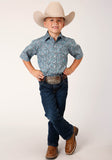 Roper Boys Short Sleeve Snap Peacock Paisley Western Shirt - Flyclothing LLC