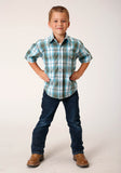 Roper Boys Short Sleeve Snap Meadow Plaid Western Shirt - Flyclothing LLC