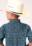 Roper Boys Short Sleeve Button Purple Sage Paisley Western Shirt - Flyclothing LLC