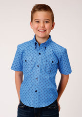 Roper Boys Short Sleeve Button Cottage Foulard Western Shirt