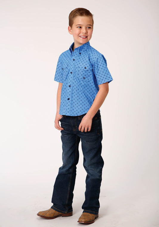 Roper Boys Short Sleeve Button Cottage Foulard Western Shirt - Flyclothing LLC