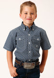 Roper Boys Short Sleeve Button Four Leaf Foulard Western Shirt