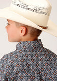 Roper Boys Short Sleeve Button Silver Foulard Western Shirt - Flyclothing LLC