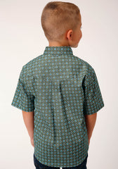 Roper Boys Short Sleeve Button Olive Foulard Western Shirt - Flyclothing LLC