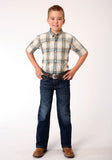 Roper Boys Short Sleeve Button Saddle Plaid Western Shirt - Flyclothing LLC