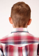 Roper Boys Short Sleeve Button Red Apple Plaid Western Shirt - Flyclothing LLC